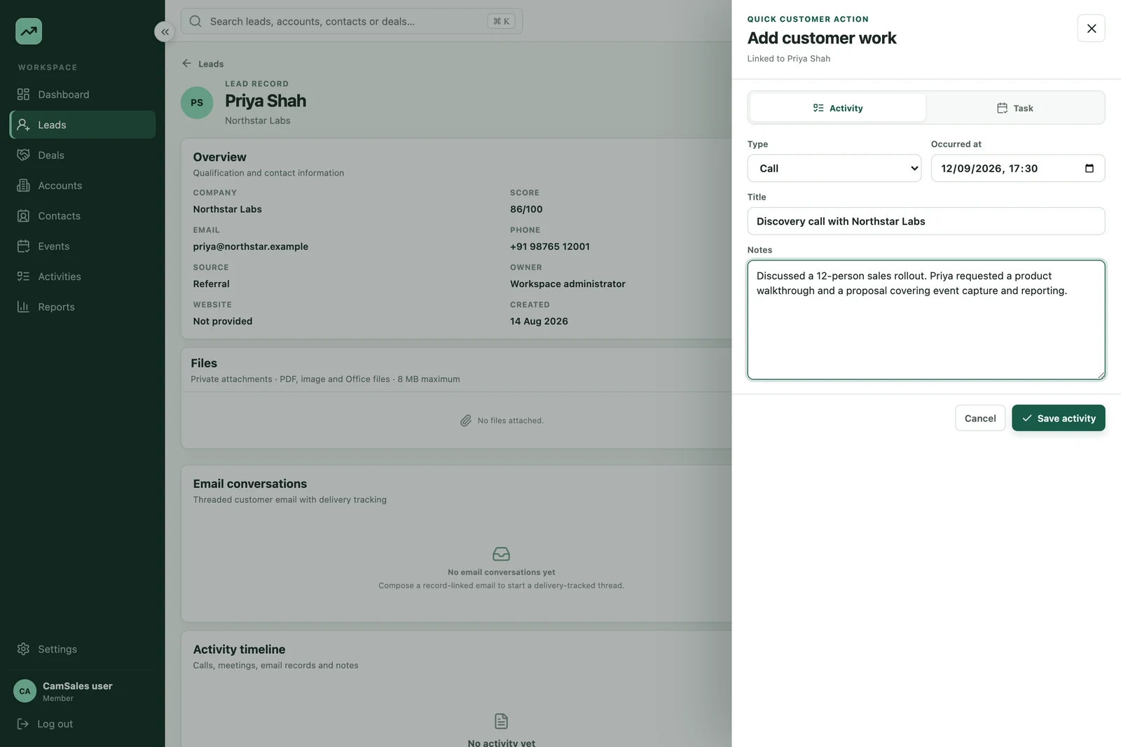 Contextual activity composer